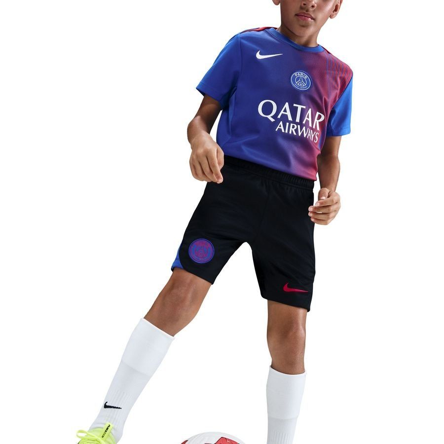 Paris Saint Germain Training Shorts Dri-FIT Strike 3rd - Black/Hyper Royal/Global Red Kids-SoccerKits Hub | Buy Soccer Jerseys Online